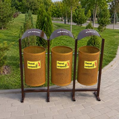 Coș gunoi stradal selectiv, din tablă perforată Selecta