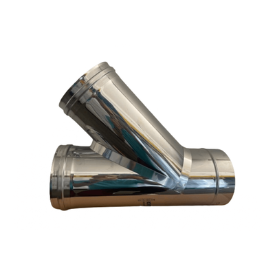 Teu inox 45° ramificație Y îmbinare coș fum Izonox 130 mm