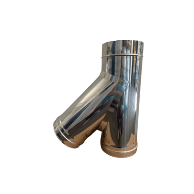 Teu inox 45° ramificație Y îmbinare coș fum Izonox 150 mm