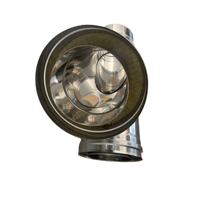 Teu inox 45° ramificație Y îmbinare coș fum Izonox 200 mm
