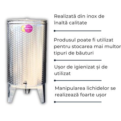Set Cisternă inox Alsace 400 L cu 1 robinet, depozitare