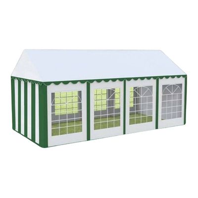 Cort evenimente alb-verde Delta 4x8 m cu structură metalică 38 mm, prelată UV 500 g / mp