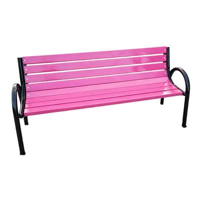Bancă stradală parc din lemn de brad, Devis, 45 x 200 x 95 cm, Roz