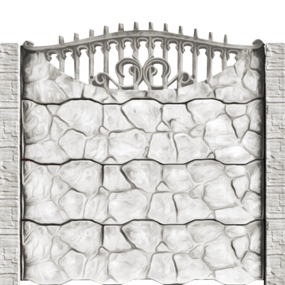 Gard beton Gotic 1 stâlpi cu model piatră 2,1 m