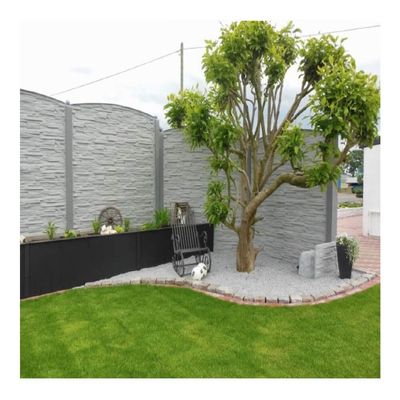 Gard beton Viking 1 stâlpi cu model piatră 2 m
