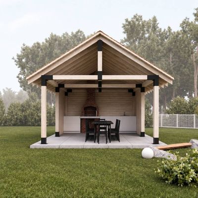 Foișor premium Codru din lemn brad și molid rindeluit, 605 × 400 × 410 cm