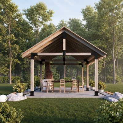 Foișor premium Nordic din lemn brad și molid rindeluit, 605 × 400 × 410 cm