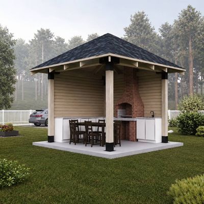 Foișor premium Bucovina din lemn brad și molid rindeluit, 300 × 300 × 400 cm