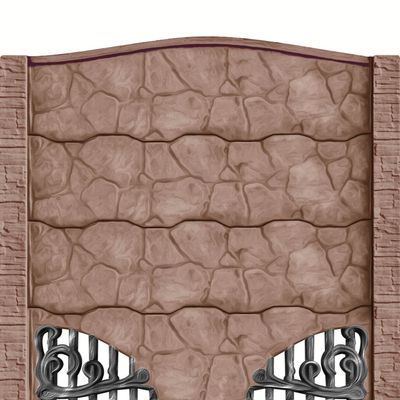 Gard beton Bizantin 3 stâlpi cu model piatră 2,1 m