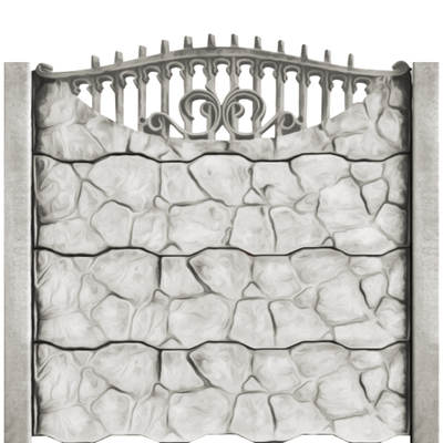 Gard beton Gotic 1 cu stâlpi simpli 2,1 m