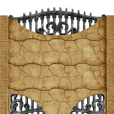 Gard beton Gotic 3 stâlpi cu model piatră 2,1 m