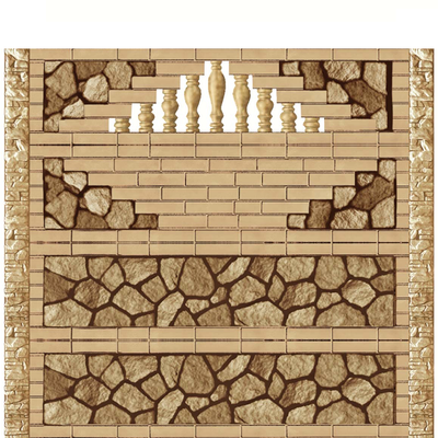 Gard beton Napoleon 6 stâlpi cu model piatră 2,1 m
