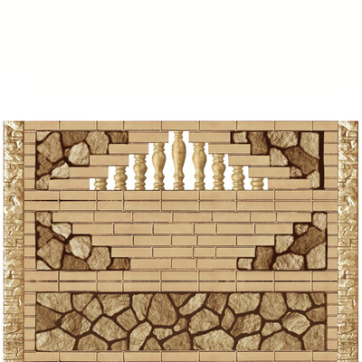 Gard beton Napoleon 6 stâlpi cu model piatră 1,6 m