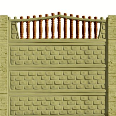 Gard beton Troian 1 stâlpi cu model piatră 2 m