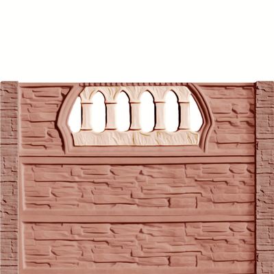 Gard beton Victorian 6 stâlpi cu model piatră 1,6 m