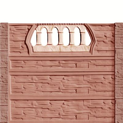 Gard beton Victorian 6 stâlpi cu model piatră 1,85 m