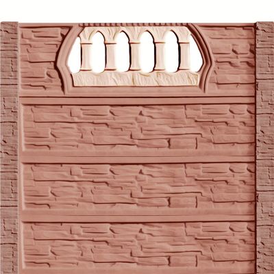 Gard beton Victorian 6 stâlpi cu model piatră 2,1 m