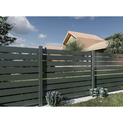 Gard aluminiu tip panou Amir, cu stâlpi, 2x2 m, Gri deschis