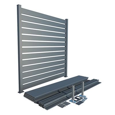 Gard aluminiu tip panou Amir, cu stâlpi, 1,5x2 m, Gri deschis