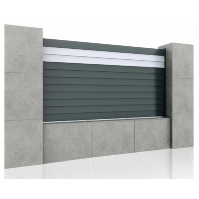 Gard aluminiu tip panou Elias, cu stâlpi, 2x2 m, Gri deschis