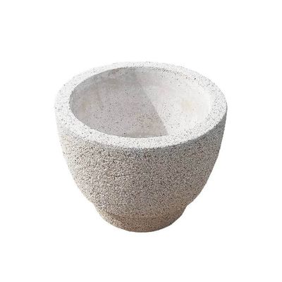 Ghiveci flori exterior din marmură albă Lapis, conic, 55 cm