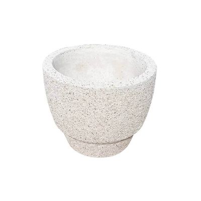 Ghiveci flori exterior din marmură albă Lapis, conic, 55 cm