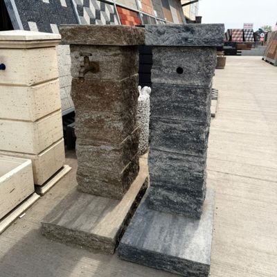 Cișmea/F&acirc;nt&acirc;nă apă pentru grădină, model piatră Helen Antracit-Granit, 95 x 56 x 36 cm