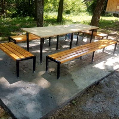 Set masă și bănci stradale parc din lemn de brad Morgan