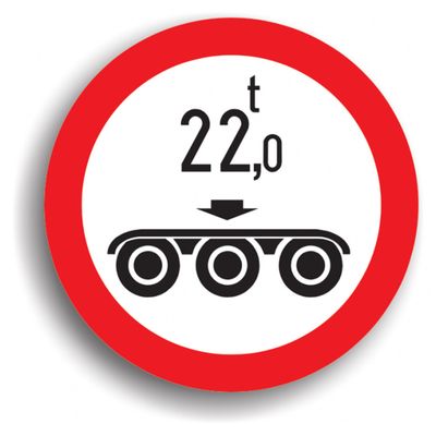 Indicator de reglementare - Accesul interzis vehiculelor cu masa mai mare de un anumit număr de tone pe osia triplă 80 cm