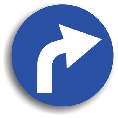 Indicator de reglementare - La dreapta cu ocolirea indicatorului 80 cm