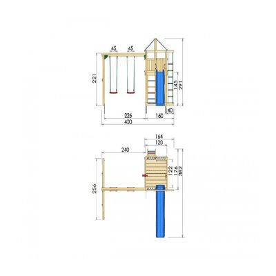 Loc de joacă Jungle Gym - Turn Lodge + Modul Playhouse + Swing