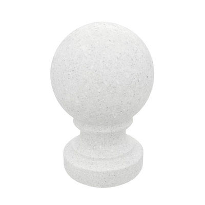 Bolard din beton cu aspect de marmură albă Lapis, sferic, cu picior, 18 cm