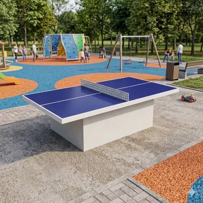 Masă de tenis din beton cu picior dreptunghiular, 274 &times; 152,5 x 76 cm pentru exterior, Ralys