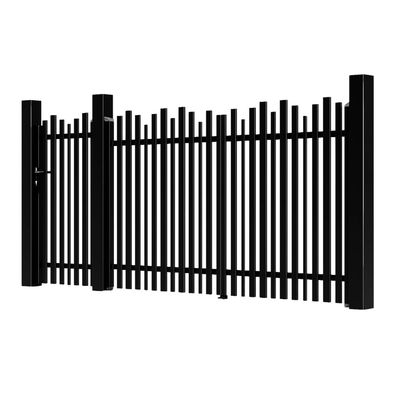 Set porți metalice din aluminiu Nerra Wave, Poartă mare 3000 x 1800 mm, Poartă mică 900 x 1800 mm, Negru lucios RAL 9005