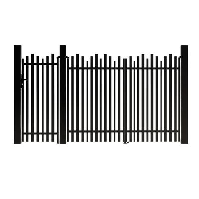 Set porți metalice din aluminiu Nerra Wave, Poartă mare 3000 x 1800 mm, Poartă mică 900 x 1800 mm, Negru lucios RAL 9005
