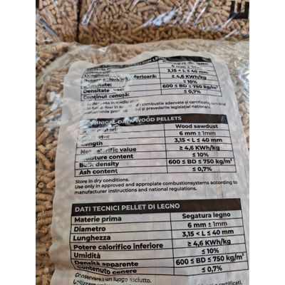 Peleți din rumeguș mixt 50 % brad, 50 % fag, sac de 15 kg