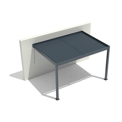 Pergolă bioclimatică Elite cu prindere de perete, 3x4 m, LED lumină caldă, Gri antracit RAL 7016