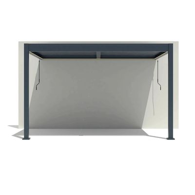 Pergolă bioclimatică Elite cu prindere de perete, 3x4 m, LED lumină caldă, Gri antracit RAL 7016