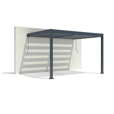 Pergolă bioclimatică Elite cu prindere de perete, 3x4 m, LED lumină caldă, Gri antracit RAL 7016