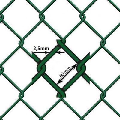Plasă gard sârmă împletită oțel zincat plastificat Agata 2,5 mm, ochi 60 mm, 15 m 1.5 m