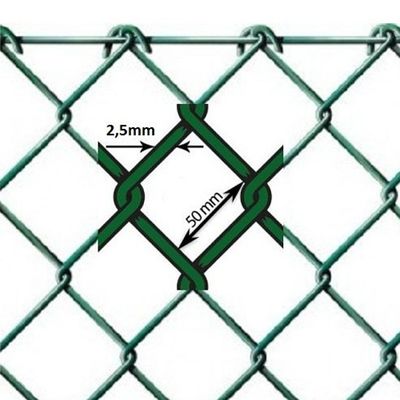 Plasă gard sârmă împletită oțel zincat plastificat Agata 2,5 mm, ochi 50 mm, 15 m 1.25 m