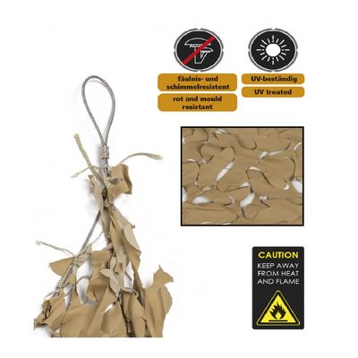 Plasă umbrire camuflaj Cameron, 3x3 m, coyote