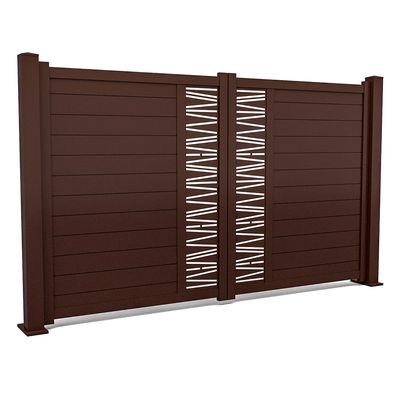 Set porți metalice din aluminiu Omar, Poarta mare 3000 x 1800 mm, Poarta mică 900 x 1800 mm, Maro închis RAL 8017