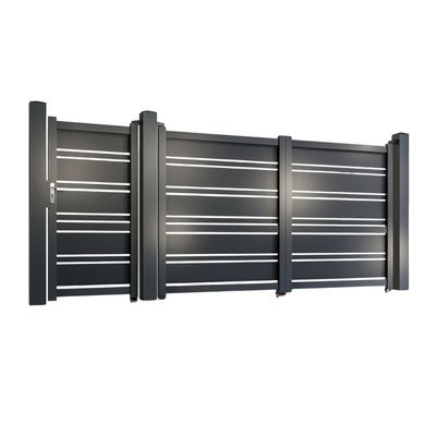 Set porți metalice din aluminiu Neptun Line, Poarta mare 4000 x 1800 mm, Poarta mică 900 x 1800 mm, Gri antracit RAL 7016