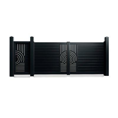 Set porți metalice din aluminiu Sahara, Poarta mare 3500 x 1800 mm, Poarta mică 900 x 1800 mm, Gri antracit RAL 7016