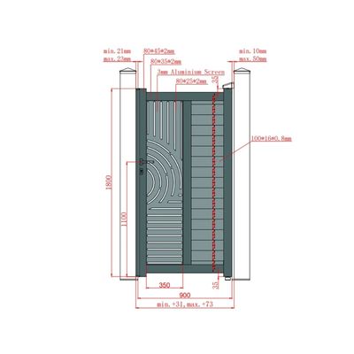 Set porți metalice din aluminiu Sahara, Poarta mare 3500 x 1800 mm, Poarta mică 900 x 1800 mm, Gri antracit RAL 7016