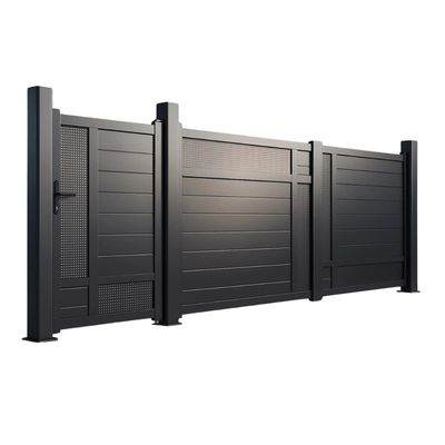 Set porți metalice din aluminiu Samurai, Poarta mare 3500 x 1800 mm, Poarta mică 900 x 1800 mm, Gri antracit RAL 7016