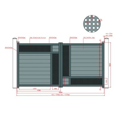 Set porți metalice din aluminiu Samurai, Poarta mare 3500 x 1800 mm, Poarta mică 900 x 1800 mm, Gri antracit RAL 7016