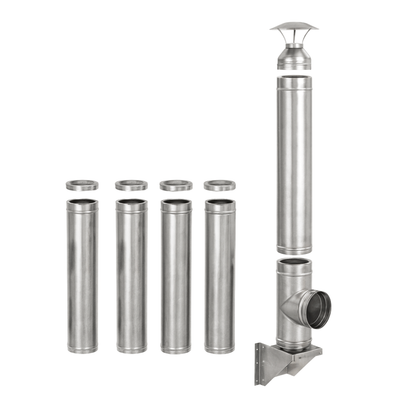 Coș de fum inox 6 m x 130 mm, profesional Izonox CeraPro, Suspendat consolă