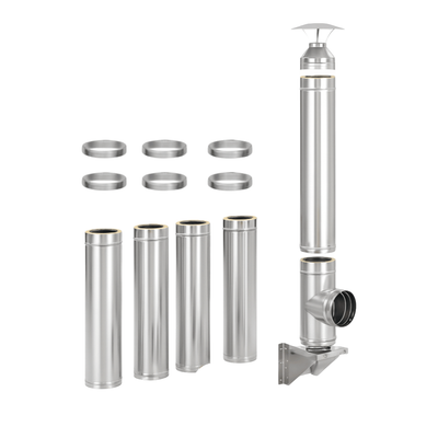 Coș de fum inox 6 m x 200 mm, profesional Izonox CeraPro, Suspendat consolă